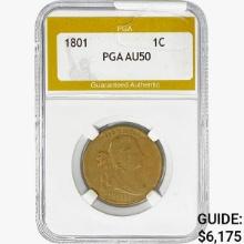 1801 Draped Bust Large Cent PGA AU50