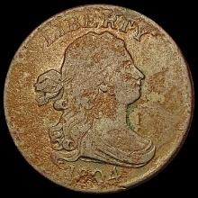 1804 Crosslet 4 Stems Draped Bust Half Cent NICELY