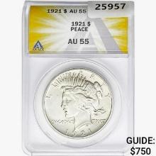 1921 Silver Peace Dollar ANACS AU55