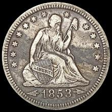 1853 Arrows and Rays Seated Liberty Quarter LIGHTL