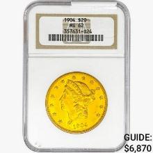 1904 $20 Gold Double Eagle NGC MS62
