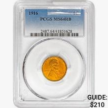 1916 Wheat Cent PCGS MS64 RB