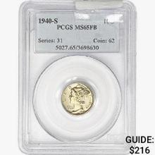 1940-S Mercury Silver Dime PCGS MS65 FB