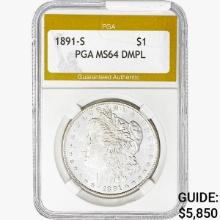 1891-S Morgan Silver Dollar PGA MS64 DMPL