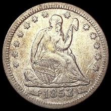 1853 Arws & Rays Seated Liberty Quarter NEARLY UNCIRCULATED