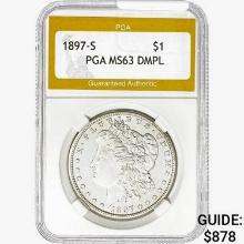 1897-S Morgan Silver Dollar PGA MS63 DMPL