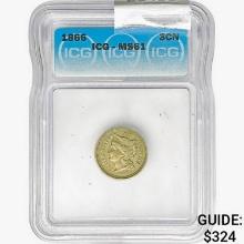 1866 Nickel Three Cent ICG MS61