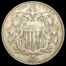 1867 Shield Nickel NEARLY UNCIRCULATED