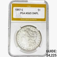 1897-S Morgan Silver Dollar PGA MS65 DMPL