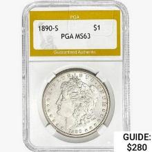 1890-S Morgan Silver Dollar PGA MS63