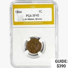 1864 Indian Head Cent PGA XF45 L On Ribbon, Bronze