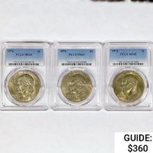 1974 Set [3] Eisenhower Silver Dollars PCGS MS65