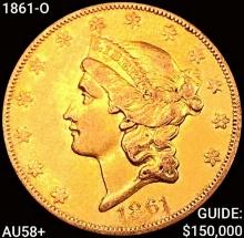 1861-O $20 Gold Double Eagle CHOICE AU+