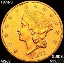 1874-S $20 Gold Double Eagle CHOICE BU