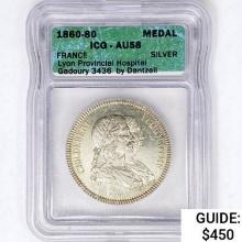 1860-80 France Silver Medal ICG AU58