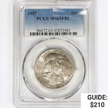 1957 Franklin Half Dollar PCGS MS65 FBL