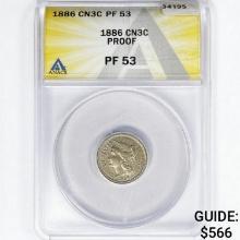 1886 Nickel Three Cent ANACS PF53