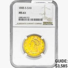1885-S $10 Gold Eagle NGC MS61