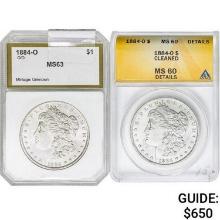 [2] 1884-O Morgan Silver Dollar ANACS/PCI MS60/63