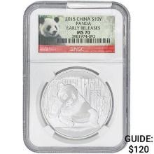 2015 1oz. Silver China Panda 10 Yuan NGC MS70 ER