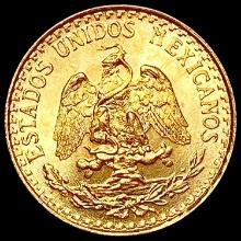 1945 Mexico Gold 2 Pesos 0.0482oz GEM BU