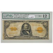 FR. 1200 1922 $50 FIFTY DOLLARS MULE GRANT GOLD CERTIFICATE NOTE PMG FINE-12