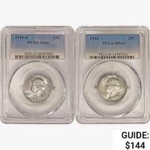1944-1945 Washington Silver Quarter PCGS MS65