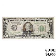 FR. 2202-B 1934-A $500 FIVE HUNDRED DOLLARS FRN FEDERAL RESERVE NOTE NEW YORK, NY EXTREMELY FINE