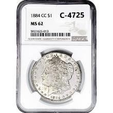 1884-CC Morgan Silver Dollar NGC MS62
