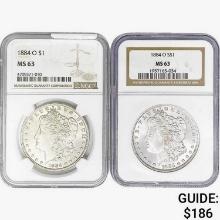 [2] 1884-O Morgan Silver Dollar NGC MS63