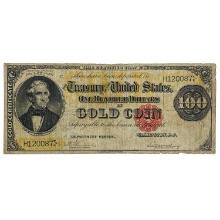 FR. 1209 1882 $100 ONE HUNDRED DOLLARS BENTON GOLD CERTIFICATE CURRENCY NOTE VERY FINE