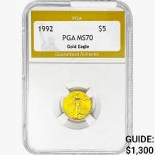 1992 1/10oz $5 AGE PGA MS70
