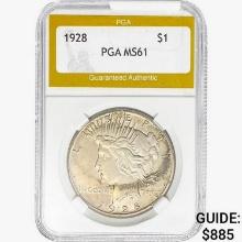 1928 Silver Peace Dollar PGA MS61