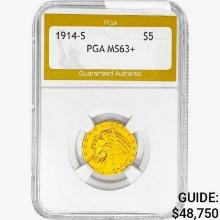 1914-S $5 Gold Half Eagle PGA MS63+