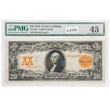 FR. 1181 1906 $20 TWENTY DOLLARS GOLD CERTIFICATE CURRENCY NOTE PMG EXTREMELY FINE-45