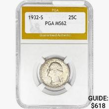 1932-S Washington Silver Quarter PGA MS62