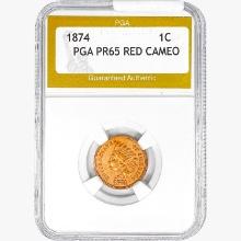 1874 Indian Head Cent PGA PR65 RED Cameo