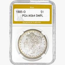 1885-O Morgan Silver Dollar PGA MS64 DMPL
