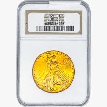 1927 $20 Gold Double Eagle NGC MS63