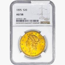 1895 $20 Gold Double Eagle NGC AU58