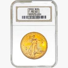 1922 $20 Gold Double Eagle NGC MS63
