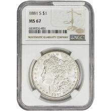 1881-S Morgan Silver Dollar NGC MS67