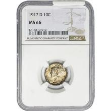 1917-D Mercury Silver Dime NGC MS66