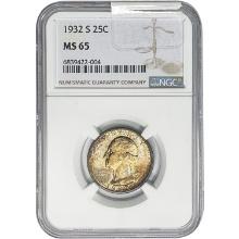 1932-S Washington Silver Quarter NGC MS65