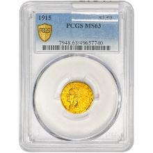 1915 $2.50 Gold Quarter Eagle PCGS MS63