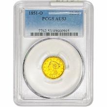 1851-O $2.50 Gold Quarter Eagle PCGS AU53