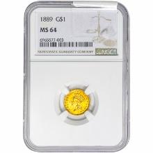 1889 Rare Gold Dollar NGC MS64