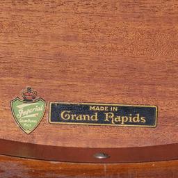 Grand Rapids Mahogany Duncan Pfeiff Drum Table And Small Plant Stand