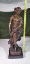 B. C. Zheng 20th Century " Allegory A L'amour" Bronze Sculpture On Marble Base