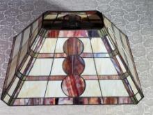 Rectangular Stained Glass Lamp Shade in the Arts and Crafts Style